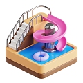 Modern Water Park Swimming Pool Cartoon Park Children's Park Cartoon Water Park 3d model