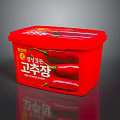 OTTOGI Red Chili Paste Container With Korean Label And Chili Pepper Design 3d model