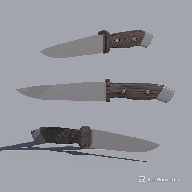Practical Hardware Tools Knives Featuring Wooden Handles And Sharp Metal Blades 3d model