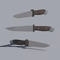 Practical Hardware Tools Knives Featuring Wooden Handles And Sharp Metal Blades 3d model