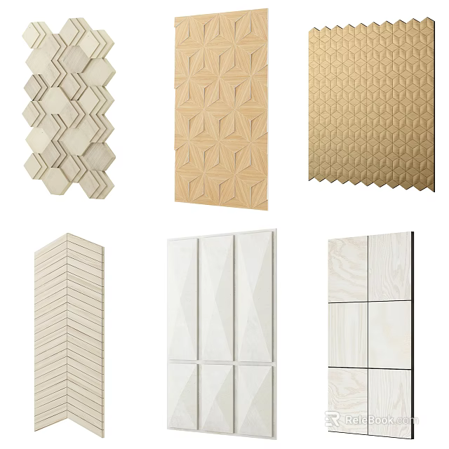 Various Textured Wall Panels With Geometric Patterns And Modern Designs 3d model