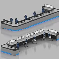 Modern Monitoring Room Control Console With Multiple Workstations Blue Lighting And Screens