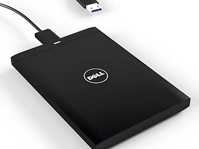 Dell Black External Hard Drive With USB Connection For Computer Storage 3d model