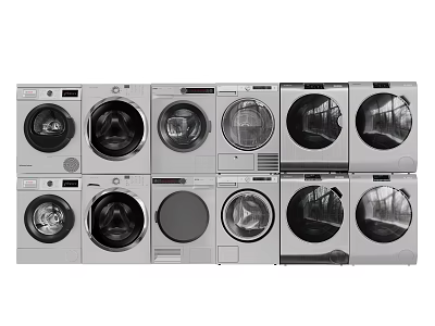 Collection Of Modern Washing Machines With Different Door Styles And Designs 3d model