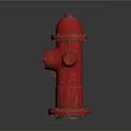 Red Fire Hydrant with Classic Design Isolated on Gray Gradient Background