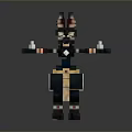 Minecraft Pixelated Horned Creature Character With White Candle And Golden Decorations