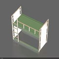 Wooden Bunk Bed With Green Bed Board Ladder And Safety Rail