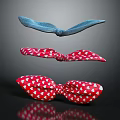 Fashionable Bow Ties Collection Featuring Blue Red Polka Dots And Hearts Patterns 3d model