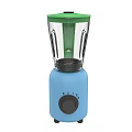Colorful Electric Blender Design With Green Lid Transparent Container And Blue Base
