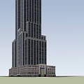 Tall Modern Office Building With Spire Design Shadow Effect And Base Structure 3d model