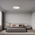 Modern Bedroom Interior Design With Beige Headboard Nightstands Table Lamps And Curtains