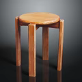 Minimalist Wooden Round Stool With Sturdy Four Legs And Smooth Top Surface
