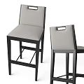 Modern Bar Stools With Black Frame And Light Gray Cushion Design 3d model