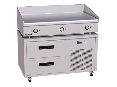 Commercial Kitchen Appliance With Stainless Steel Countertop Storage Drawers And Mobile Refrigerated Cabinet 3d model