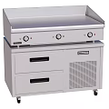 Commercial Kitchen Appliance With Stainless Steel Countertop Storage Drawers And Mobile Refrigerated Cabinet