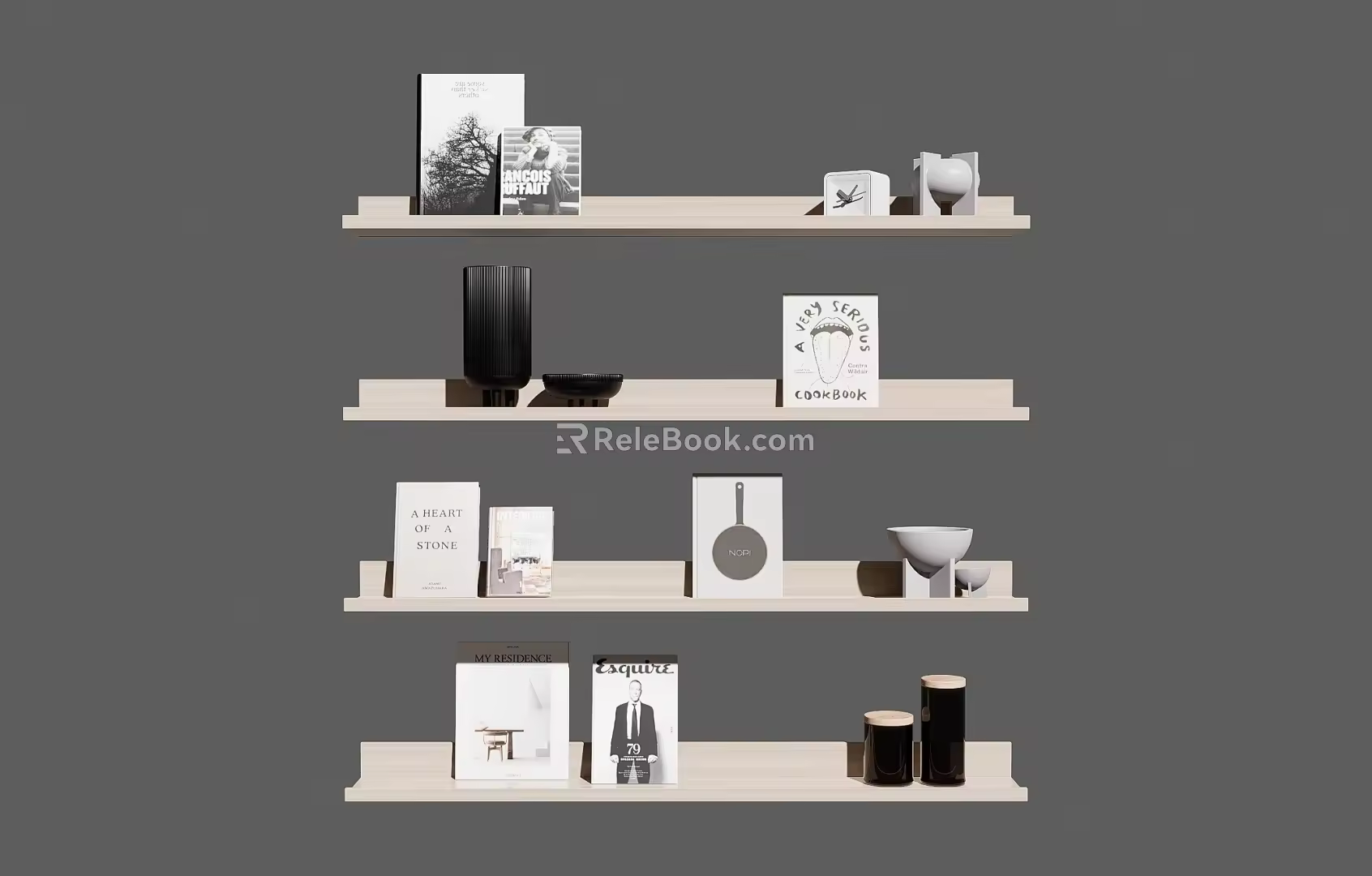 Modern Bookshelf Books and Magazines 3d model