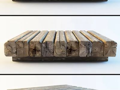 Rustic Solid Wood Coffee Table With Natural Wood Planks And Textured Surface 3d model