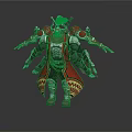 Man in Intricate Armored Outfit With Red Cape and Battle Weapons