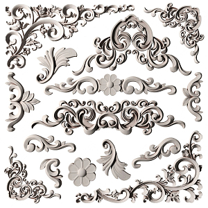 Jane European Carved Hornflower Combination 3d model