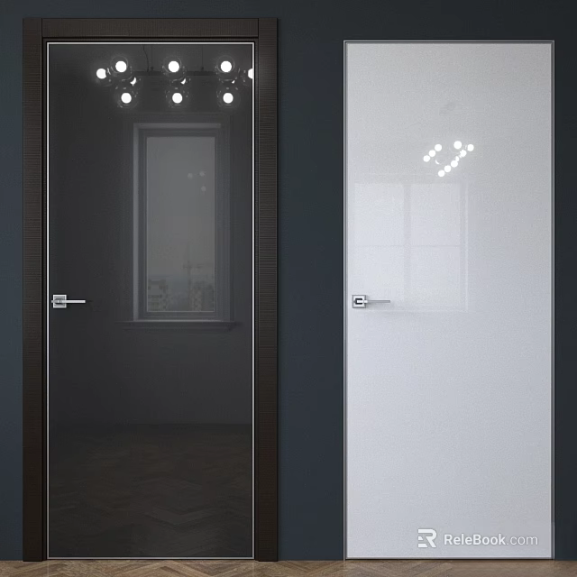 Modern Glass Swing Door with Clear Panel and Sleek Handle for Interior Design 3d model