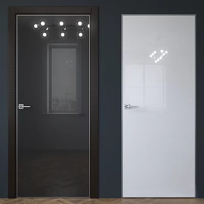 Modern Glass Swing Door with Clear Panel and Sleek Handle for Interior Design 3d model