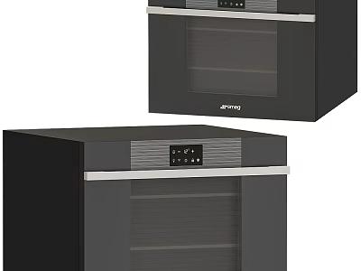 Modern Built in Ovens Featuring Black Exterior And Digital Controls 3d model