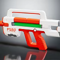Colorful Plastic Toy Gun With White Red Green Design And PSID Logo