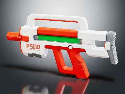 Colorful Plastic Toy Gun With White Red Green Design And PSID Logo 3d model