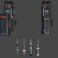Modern Weapon Collection Featuring Multiple Launcher Designs With Black And Red Details 3d model