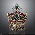 Ornate Crown Decorative Home Accessory Adorned with Diamonds Red Green Gemstones