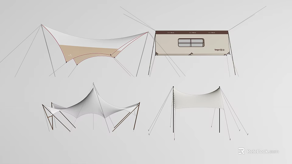 Various Outdoor Camping Tents With Different Structural Designs And Canopy Shapes 3d model