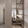 Modern Minimalist Bedroom Interior With Gray Quilt Pillows Ceiling Lamp Window And Desk