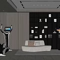 Elegant Modern Walk-in Closet Interior With Wooden Display Shelves Sofa And Recessed Lighting