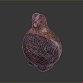 Decorative Bird Sculpture With Red And Purple Textured Surface And Rounded Shape