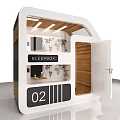 Decorative Ornaments Set In Sleepbox Model 02 Interior Featuring Wooden Elements And Wall Decor