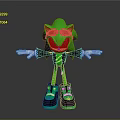 Green Hedgehog Character With Pink Bow Black Jacket And Green Black Shoes Arms Outstretched