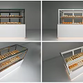 Bakery Display Shelves With Glass Doors And Illuminated Pastry Storage Racks