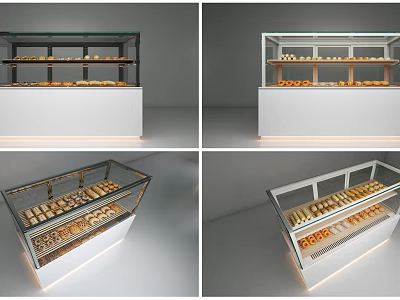 Bakery Display Shelves With Glass Doors And Illuminated Pastry Storage Racks 3d model