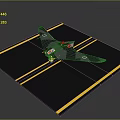 3D Model of Aerospace Aircraft on Black Launch Pad with Yellow Lines