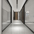 Modern office aisle company corridor glass partition 3d model