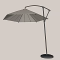 Outdoor Cantilever Sunshade Umbrella with White Brown Fabric and Sturdy Metal Stand