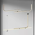 Modern Linear Pendant Lights With Gold Metal Frame For Dining Room Ceiling Lighting 3d model