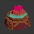 3D Scene Component With Pink Top Blue Green Flowing Area And Orange Pink Base