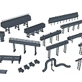 Various Industrial Pipe Components Including Bends Supports And