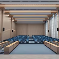 Modern Spacious Conference Room Interior With Large Windows Arranged Seats And Projection Screen
