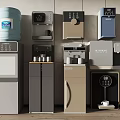 Modern Household Appliances Display Featuring Water Dispensers And Coffee Machines