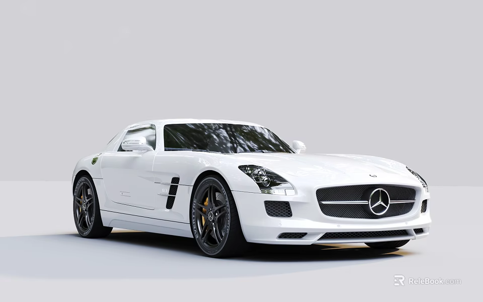 White Mercedes Sports Car With Sleek Body Design And Black Alloy Wheels 3d model 