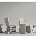 Modern Stylish Leisure Chairs With Curved Upholstered Seats And Metal Frames