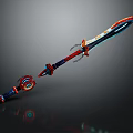 Colorful Glowing Decorative Sword With Vibrant Blade And Chain Hilt Design