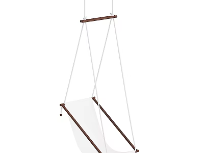 Hanging Chair with Wooden Frame and White Fabric Seat Modern Interior Design 3d model
